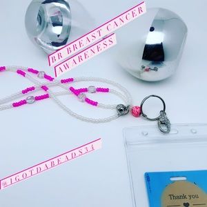 Custom made glass beads with magnetic clamp for safety ID Lanyard